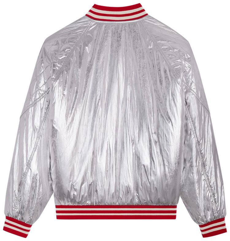 CELINE Teddy Jacket With Quilted Yoke Silver