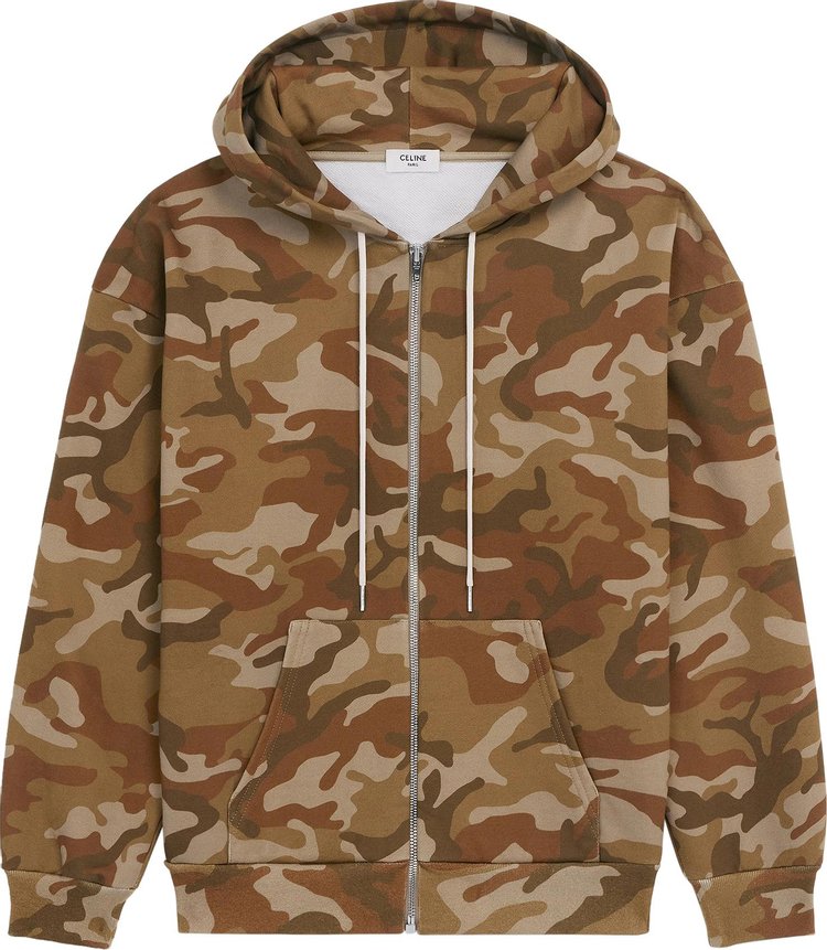 CELINE Zip Loose Hoodie 'Camo Washed/White'