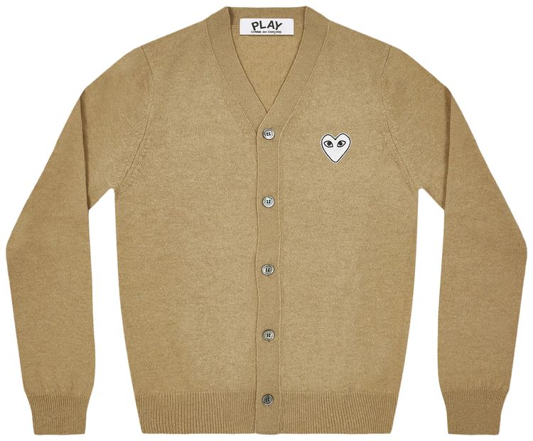 Comme des Garcons PLAY Natural Cardigan With White Heart Natural