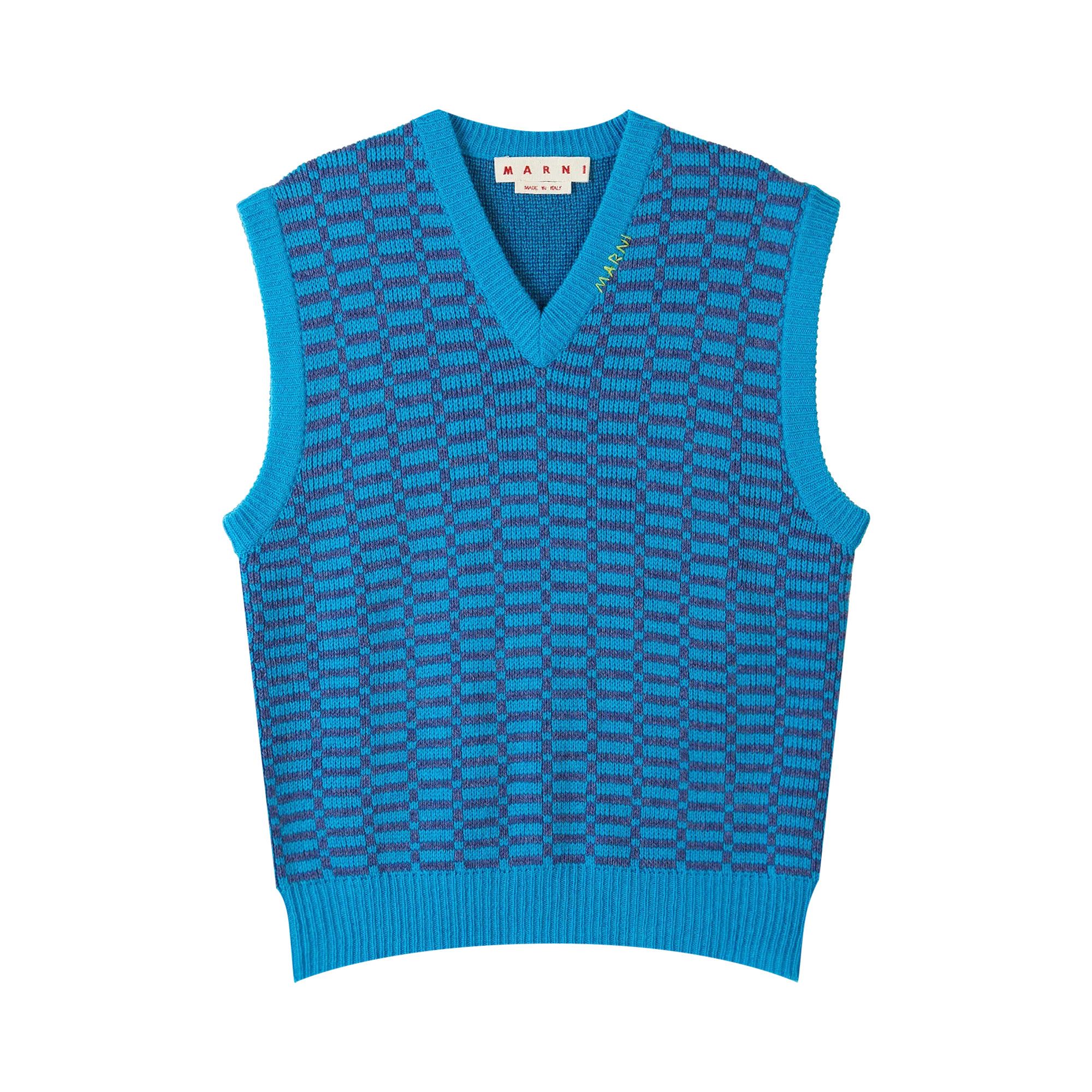 Buy Marni V Neck Sweater Vest 'Blue' - CVMG0078Q0 BLUE | GOAT CA