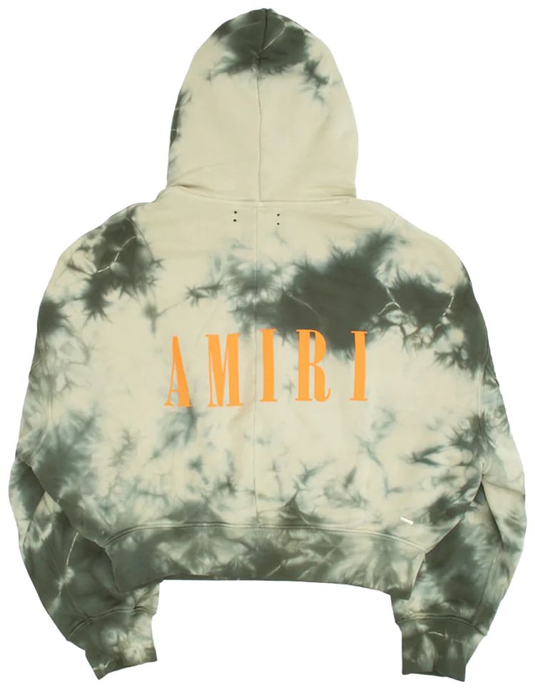 Amiri Cropped Hoodie Olive Green Tie Dye