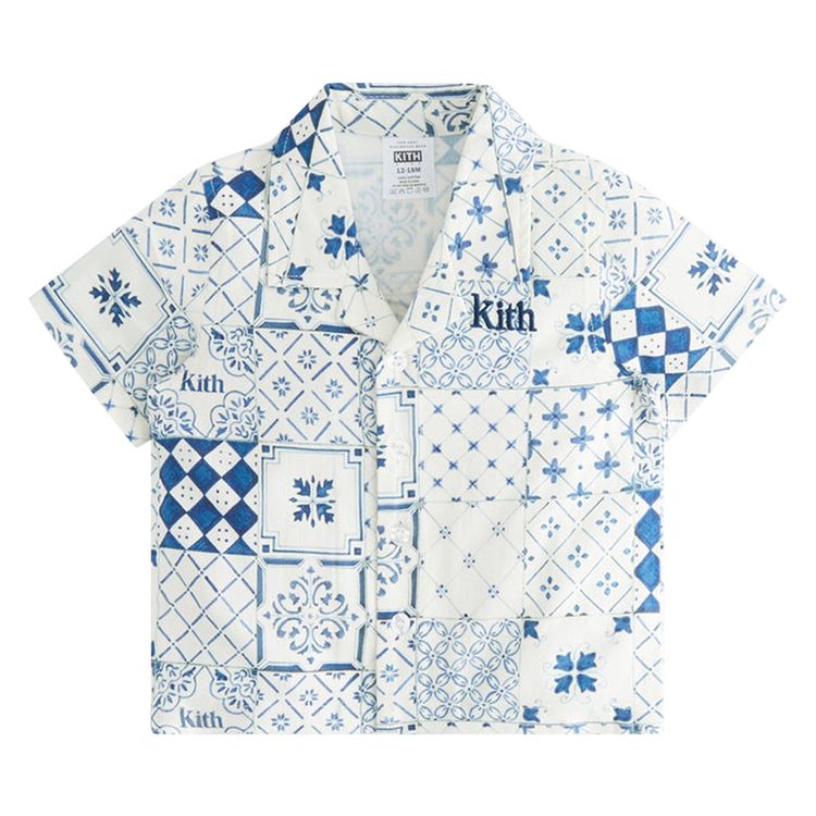Kith Kids Baby Azulejo Tiles Camp Shirt Sandrift