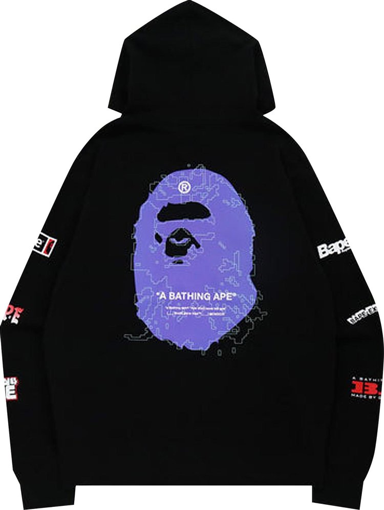 BAPE Big Ape Head Digital Mosaic Relaxed Fit Full Zip Hoodie Black