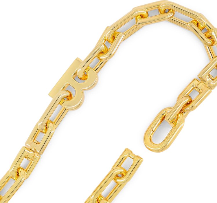 Balenciaga B Chain Thin Necklace Shiny Gold