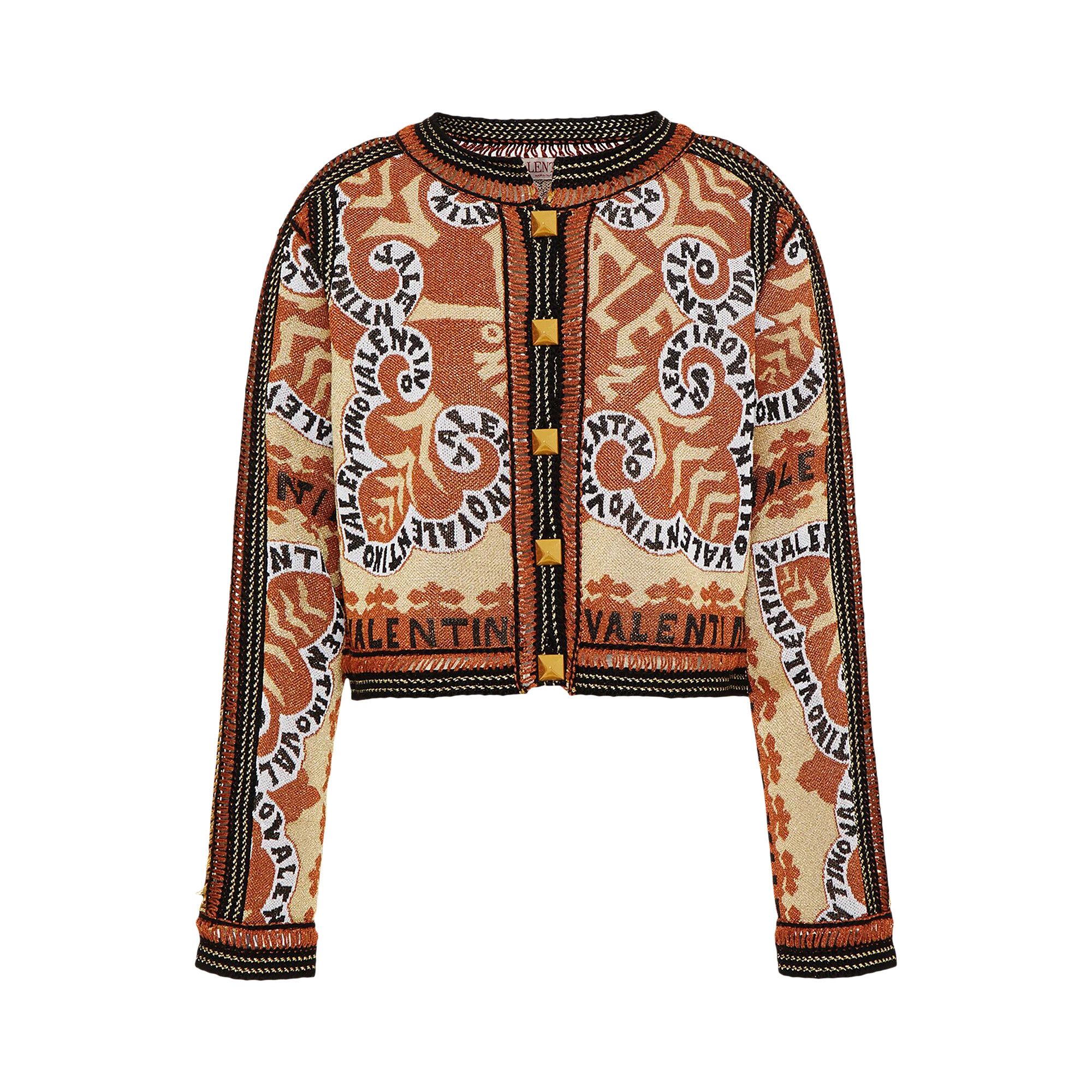 Valentino Giacca Maglia Jacket Nero Arancio Oro