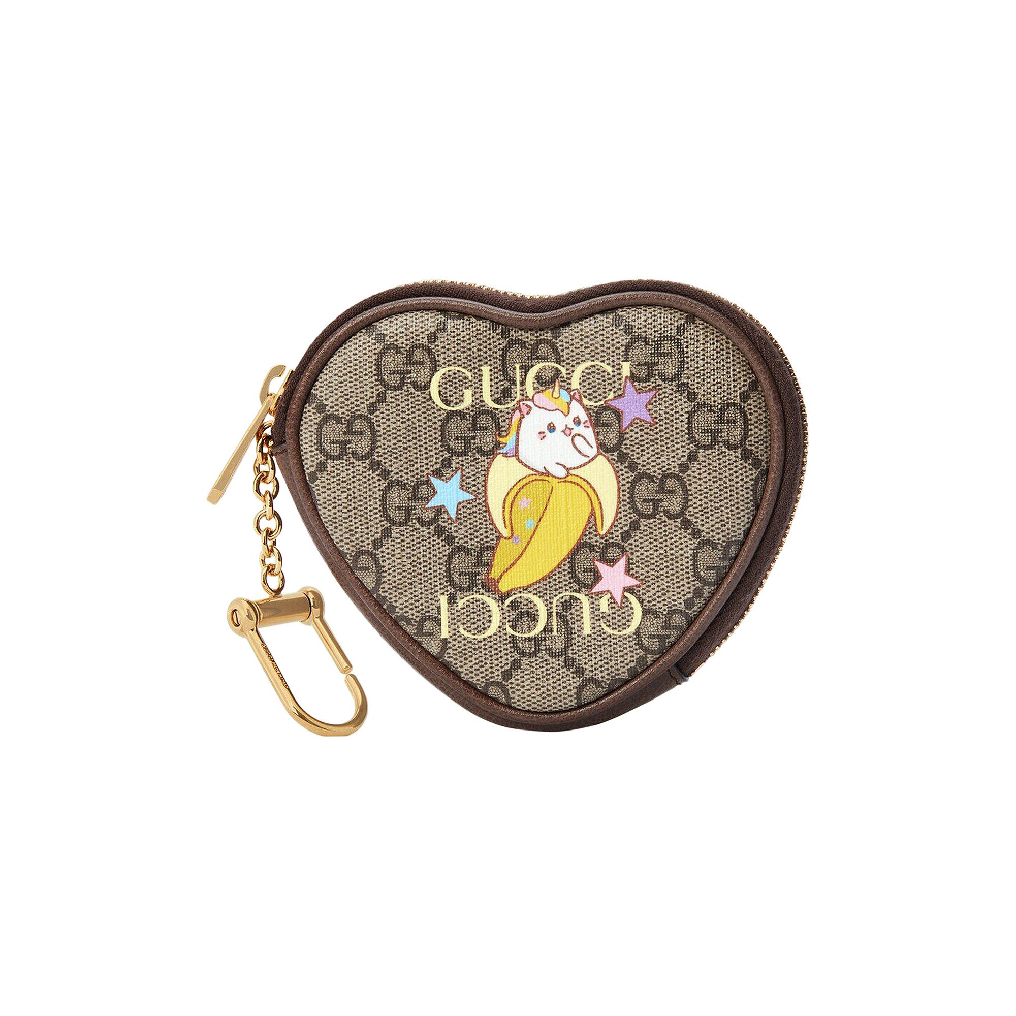 Buy Gucci Bananya Print Heart-Shaped Coin Purse 'Beige/Ebony