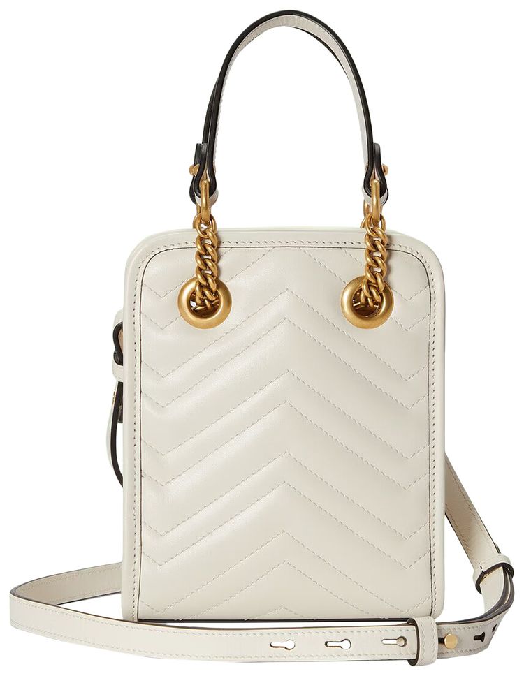Gucci GG Marmont Mini Top Handle Bag Mystic WhiteMWhite