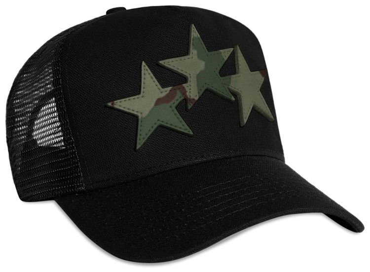 Amiri Three Star Trucker Hat BlackCamo