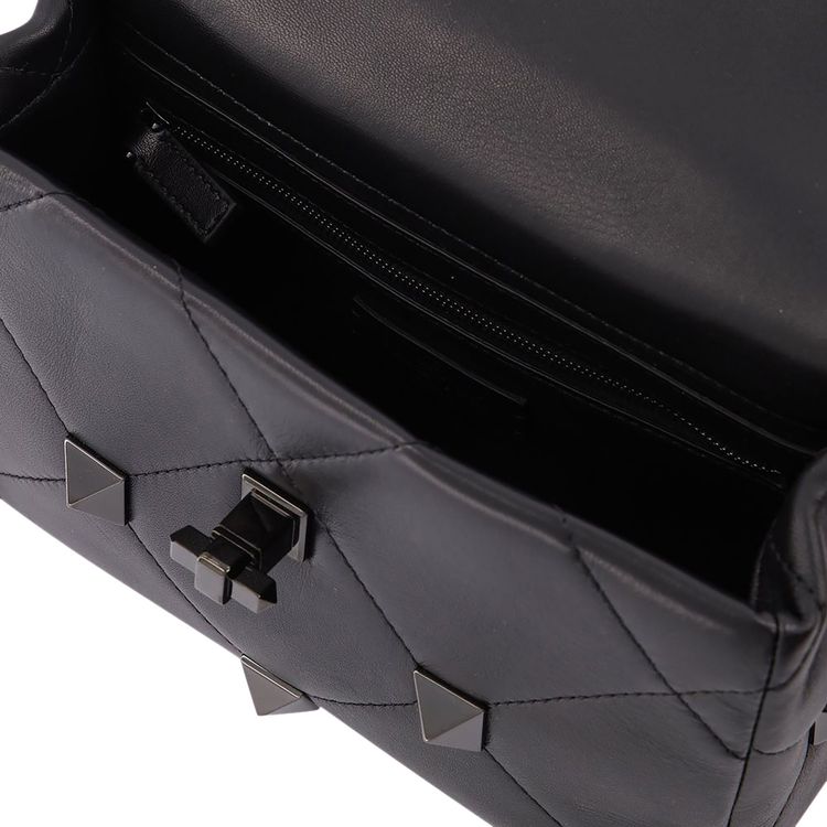 Valentino Roman Stud Shoulder Bag Black