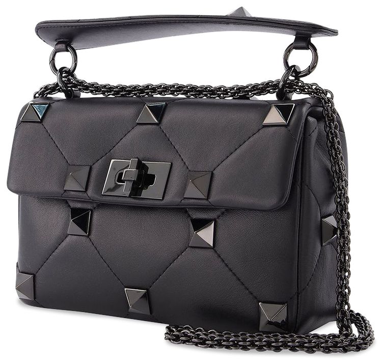 Valentino Roman Stud Shoulder Bag Black