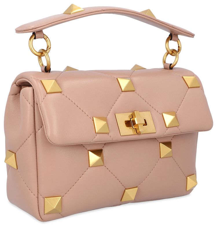 Valentino Roman Stud Shoulder Bag Rose Cannelle