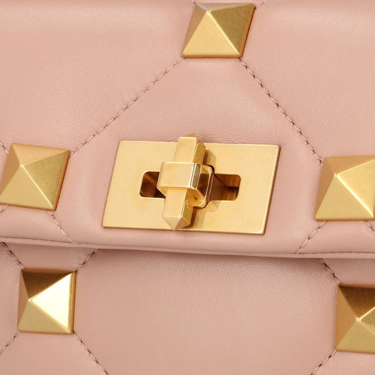 Valentino Roman Stud Shoulder Bag Rose Cannelle