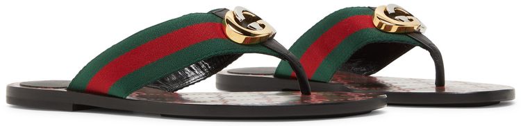 Gucci Wmns GG Web Sandal Black Green Red