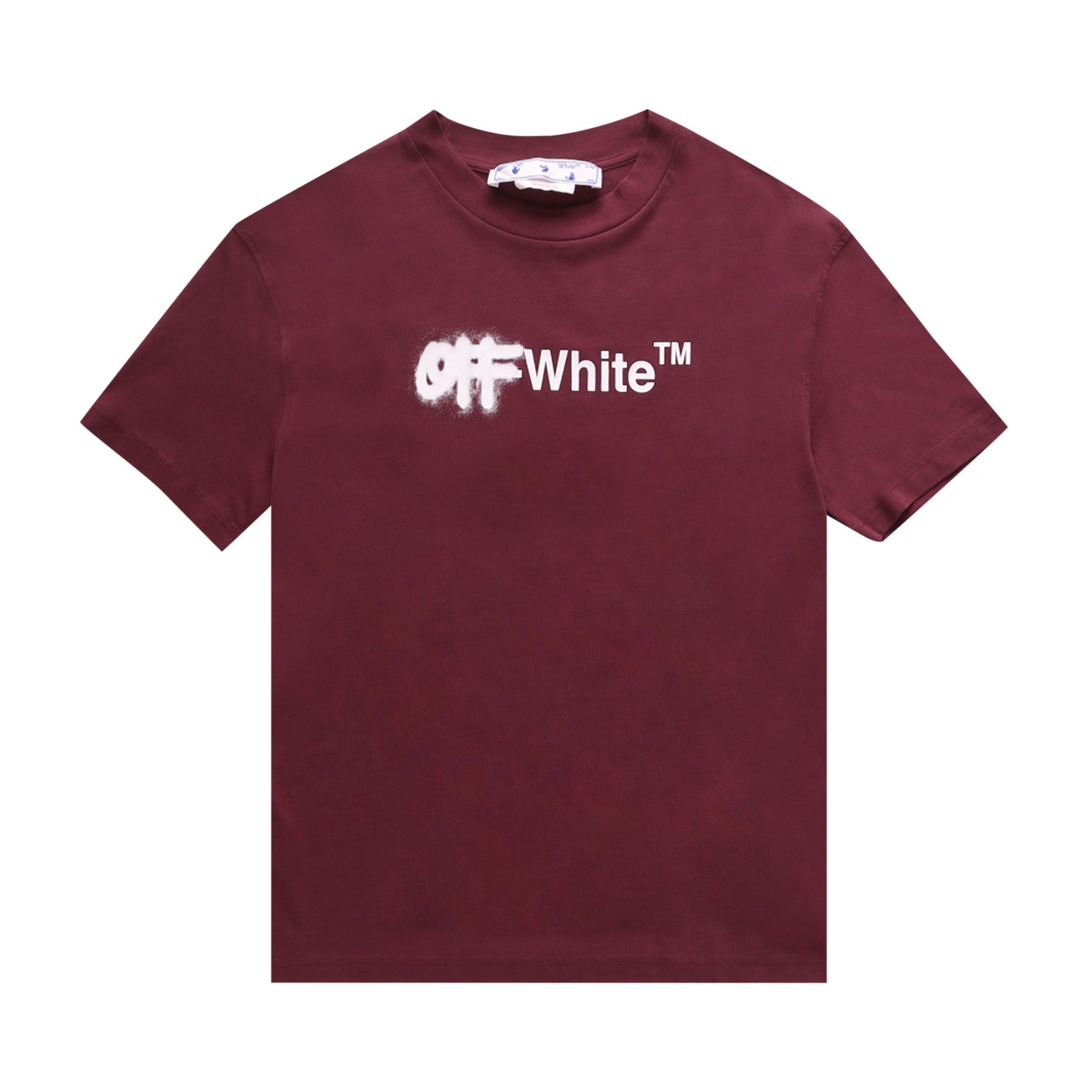Buy Off White Spray Tee Burgundy White OWAA089F22JER0072801 GOAT