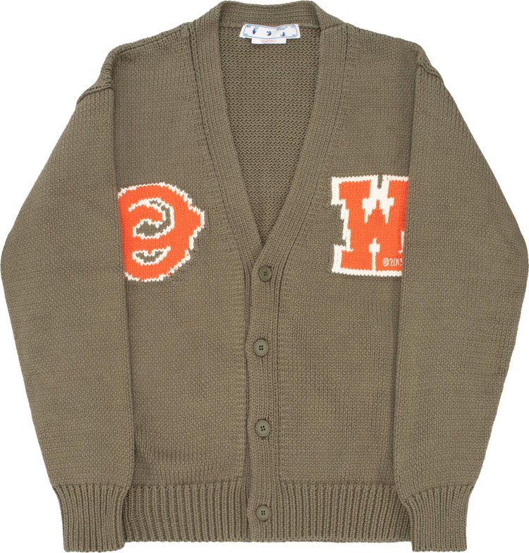 Off-White OW Patch Knit Cardigan 'Army Green/Orange'