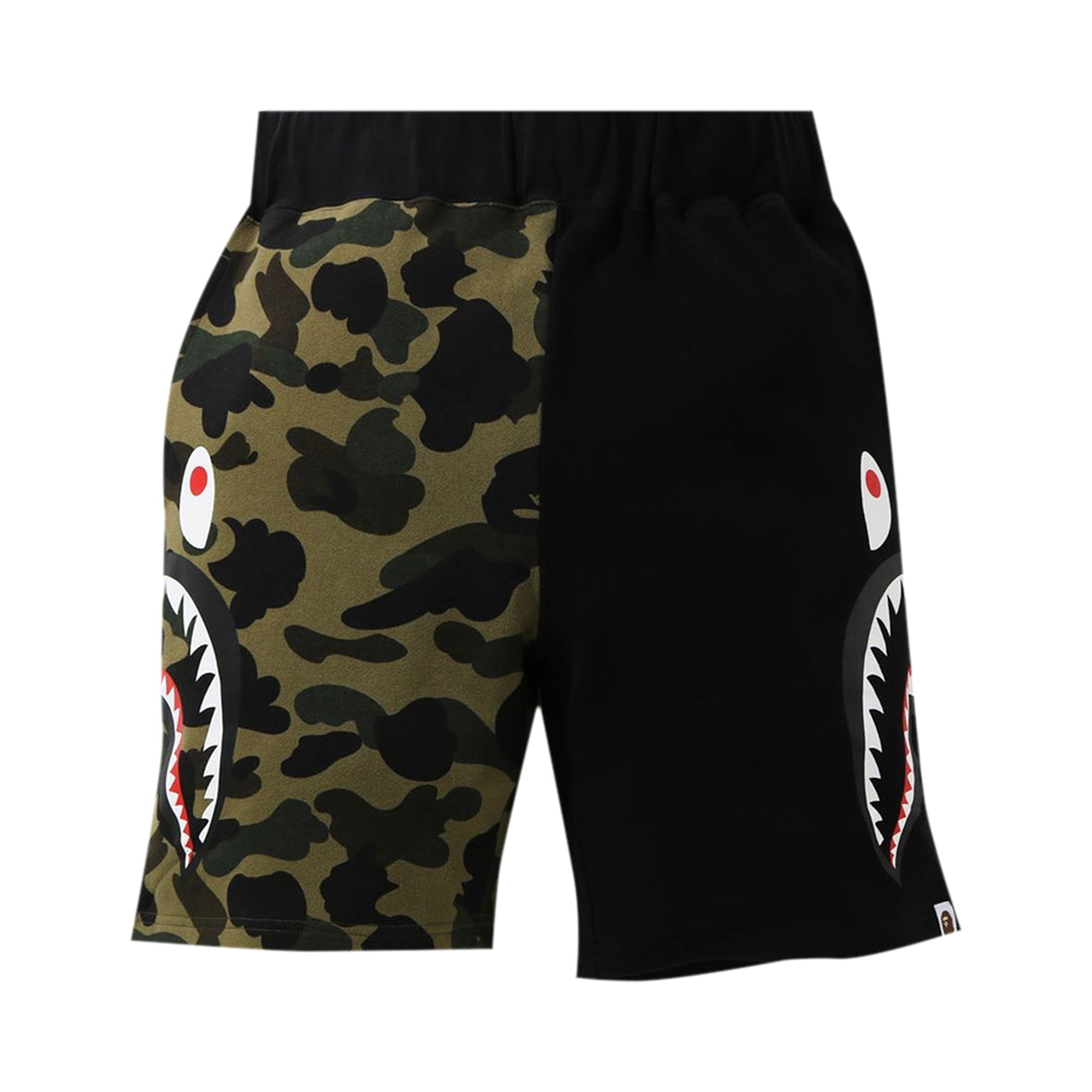 Buy BAPE 1st Camo Half Side Shark Sweat Shorts 'Green' - 1H20 153