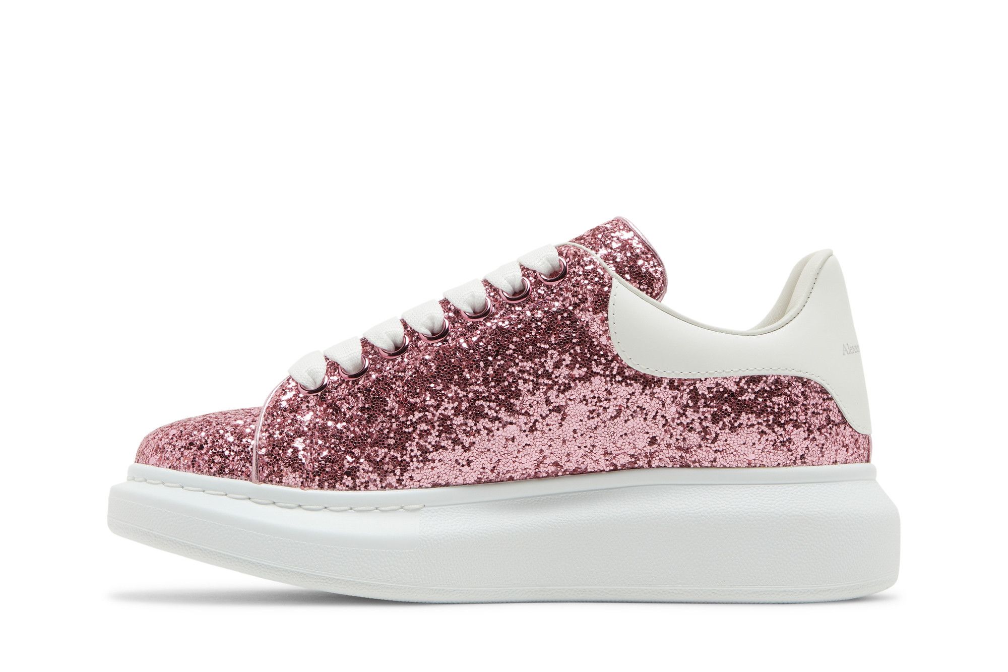 Size 5.0 Alexander McQueen Wmns Oversized Sneaker Pink White Glitter