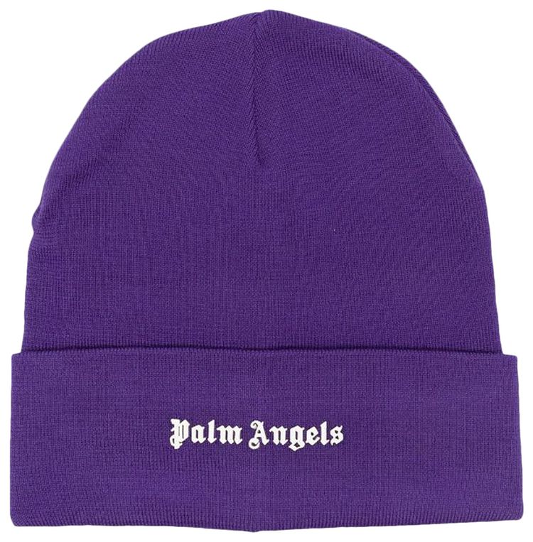Palm Angels Classic Logo Beanie PurpleWhite