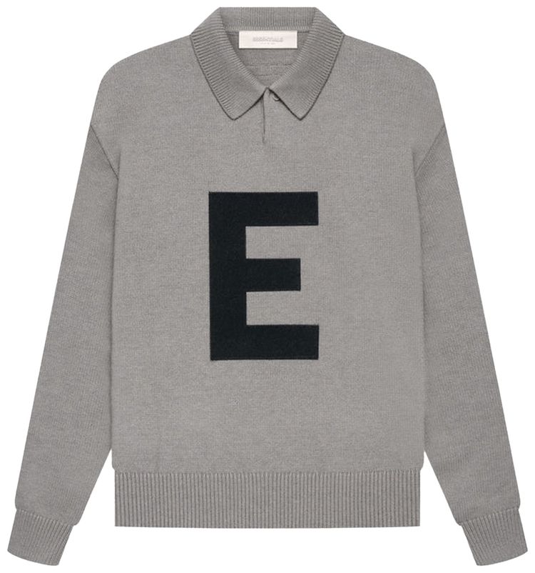 Fear of God Essentials Kids Big E Knit Polo Dark Oatmeal