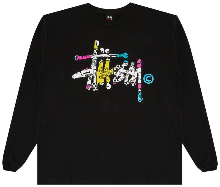 Stussy Gear Script Tee Long Sleeve Black