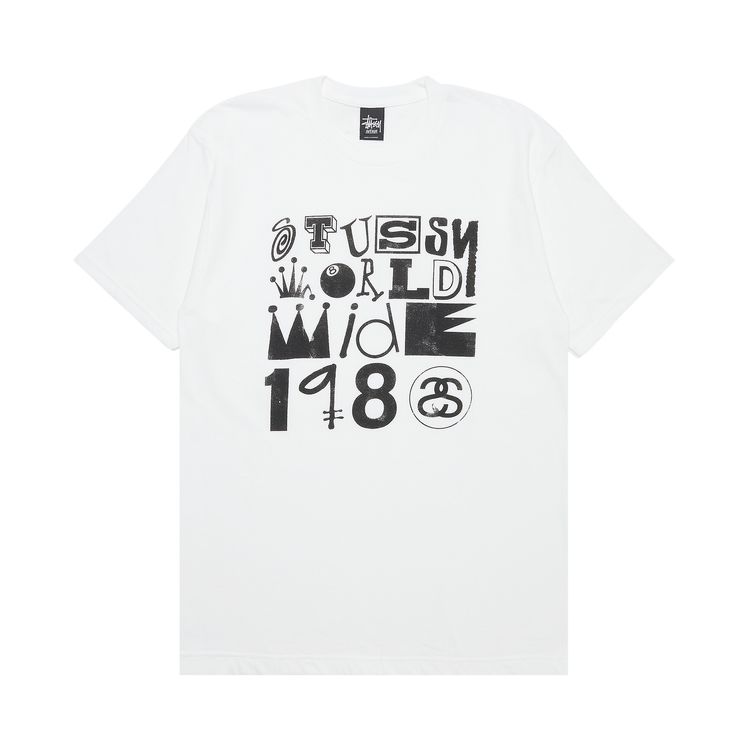 Stussy World Wide 1980 Multifont Tee White