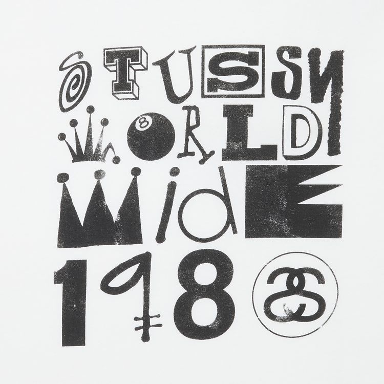 Stussy World Wide 1980 Multifont Tee White