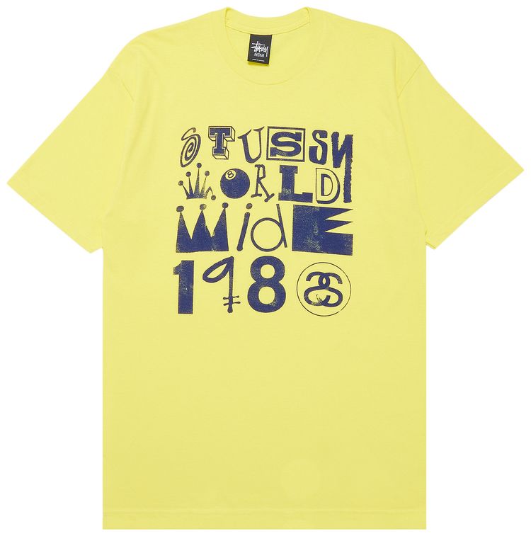 Stussy World Wide 1980 Multifont Tee Yellow
