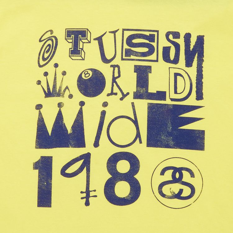 Stussy World Wide 1980 Multifont Tee Yellow