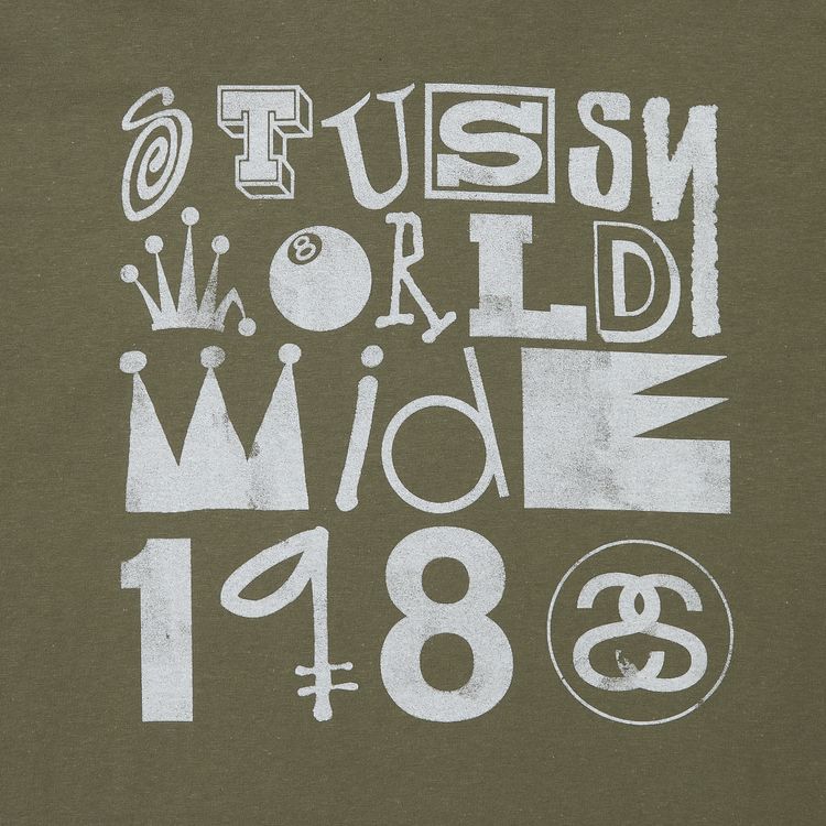 Stussy World Wide 1980 Multifont Tee Olive