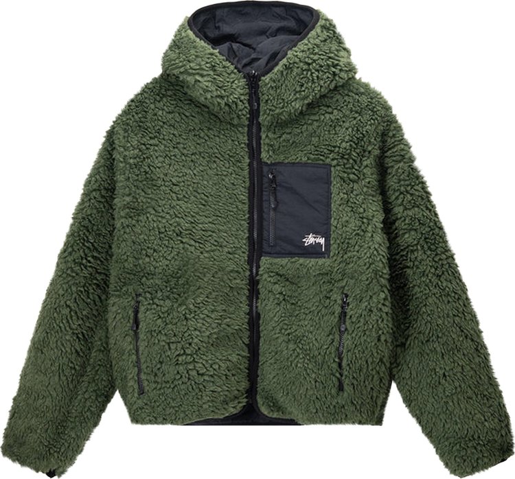 Buy Stussy Sherpa Jacket 'Olive' - 118507 OLIV | GOAT