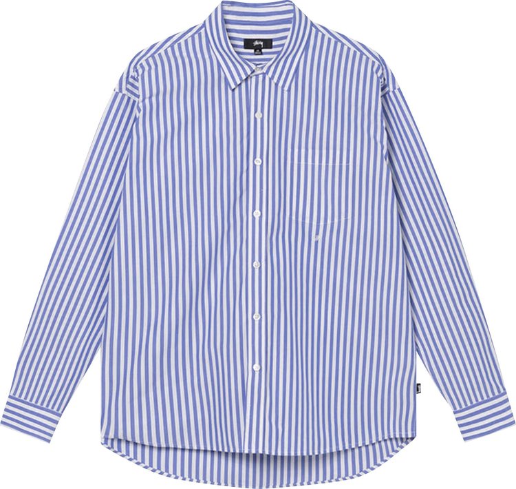Buy Stussy Classic Poplin Shirt 'Blue Stripe' - 1110248 BLUE | GOAT