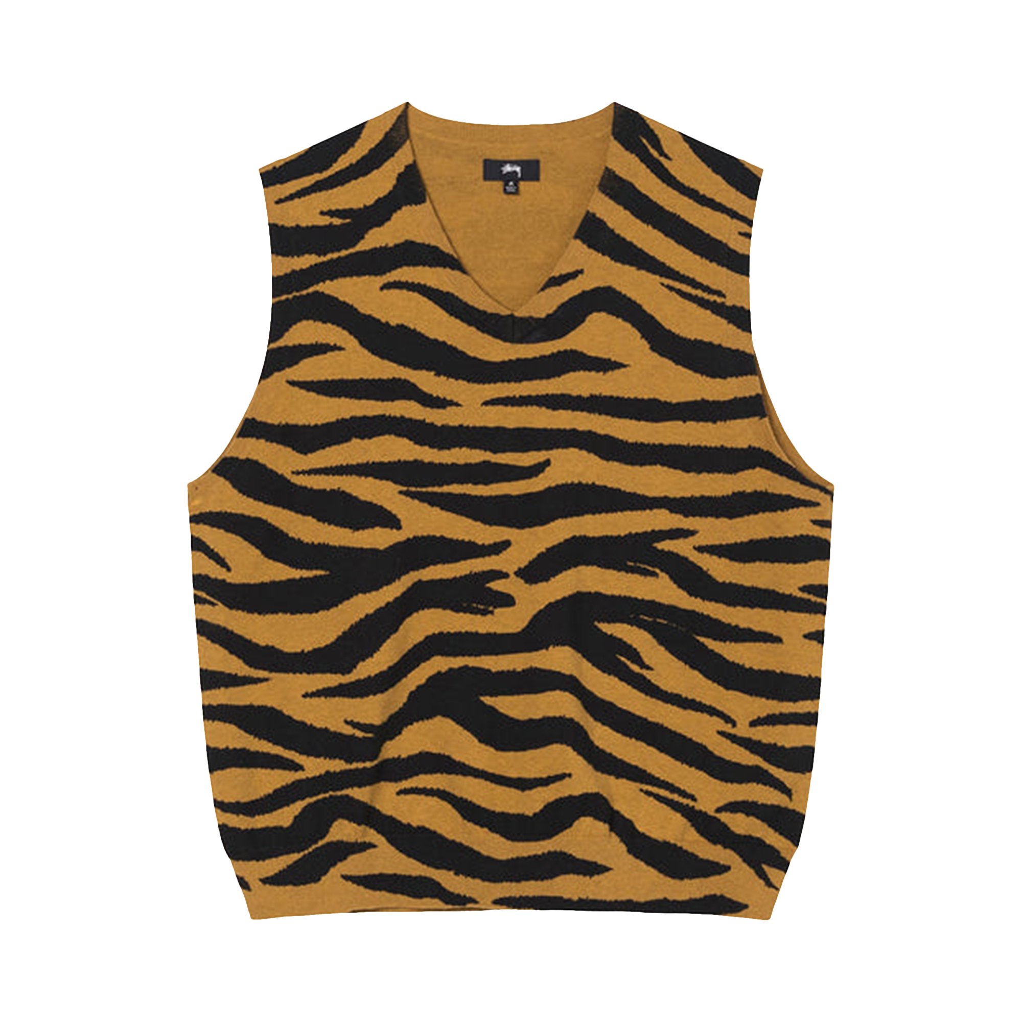 Buy Stussy Tiger Printed Sweater Vest 'Mustard' - 117139 MUST