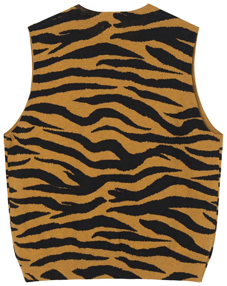 Stussy Tiger Printed Sweater Vest Mustard