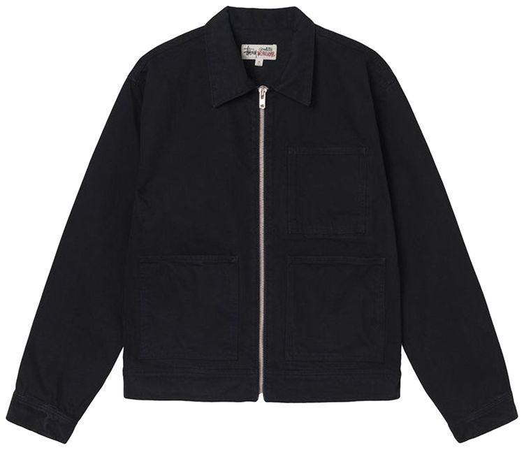 Stussy Overdyed Zip Work Jacket Black