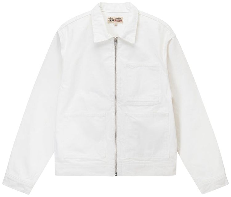 Stussy Overdyed Zip Work Jacket White