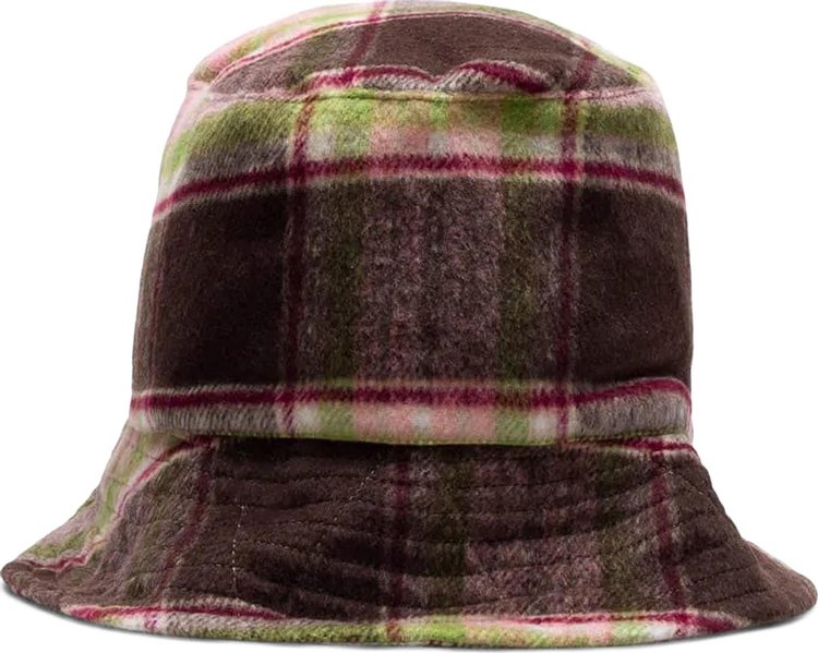 Engineered Garments Poly Wool Plaid Bucket Hat 'Brown/Pink'