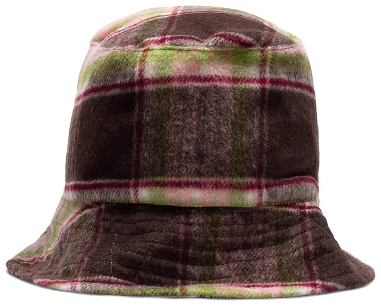 Engineered Garments Poly Wool Plaid Bucket Hat BrownPink