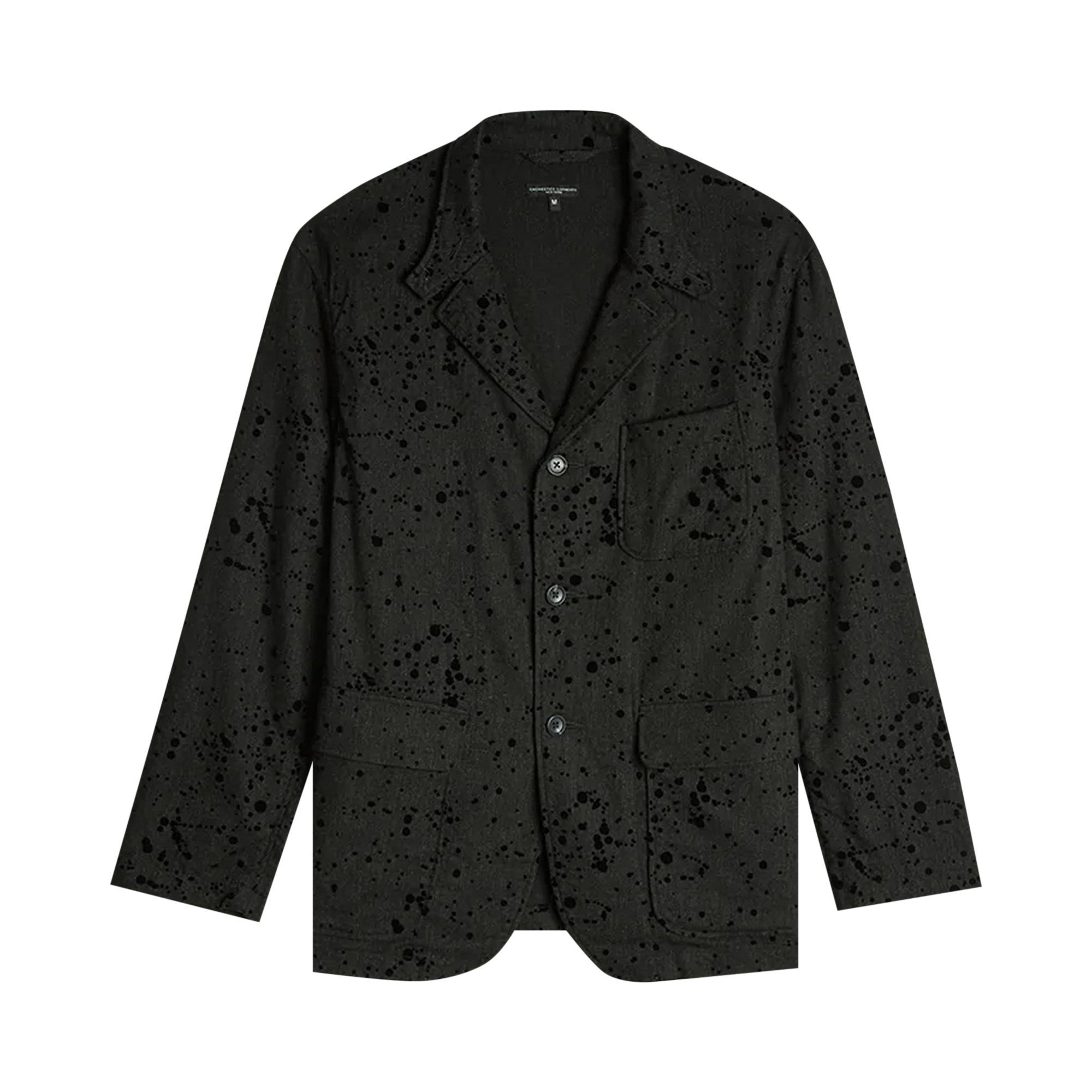 Engineered Garments Rayon Wool Flocking Splatter Print Loiter Jacket  'Charcoal'