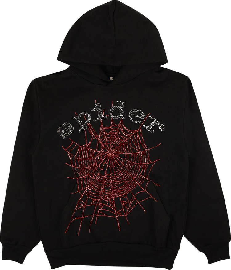 Buy Sp5der OG Rhinstone Web Hoodie Sweatshirt 'Black/Red' - 2406 ...