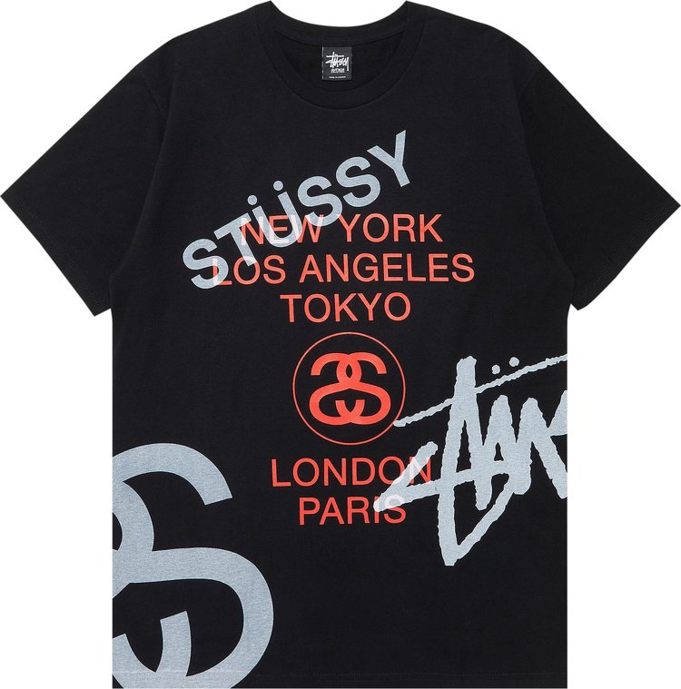 Stussy Big World Tour Tee 'Black' | GOAT