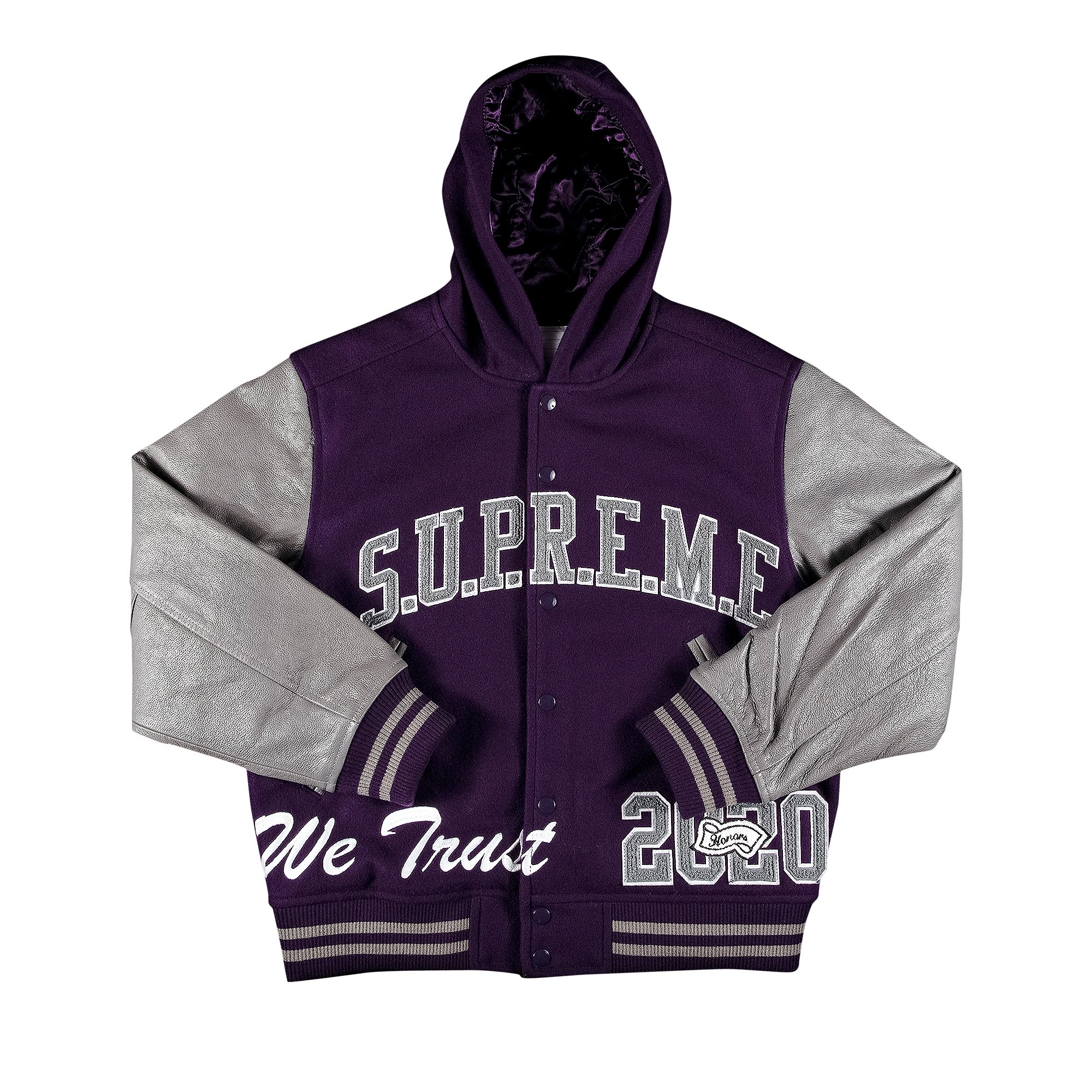 Supreme King Hooded Varsity Jacket 'Purple'