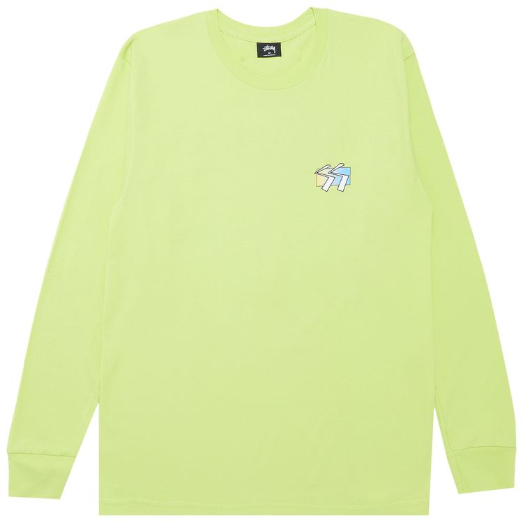Stussy SS World Tour Collage Long Sleeve Light Green