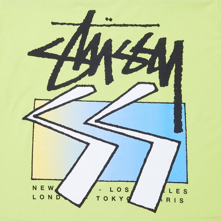 Stussy SS World Tour Collage Long Sleeve Light Green