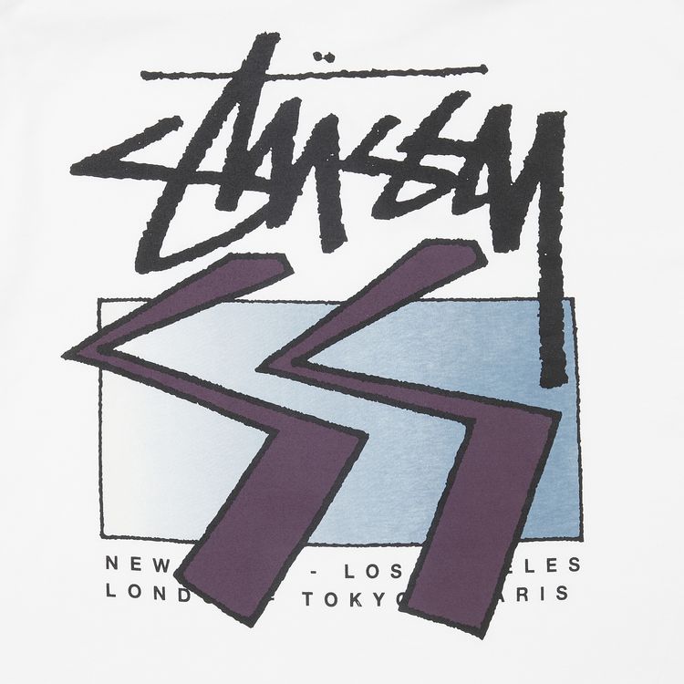 Stussy SS World Tour Collage Long Sleeve White