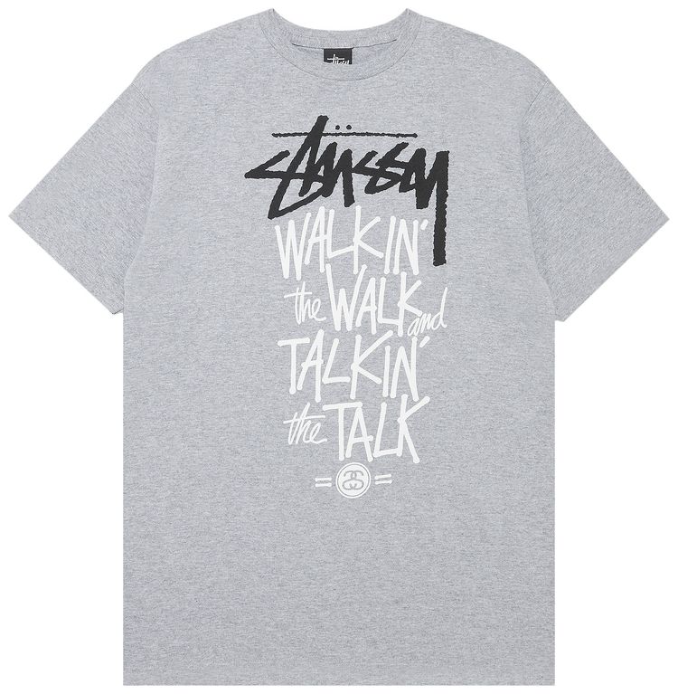 Stussy Walkin The Walk And Talkin The Talk Tee Grey Heather