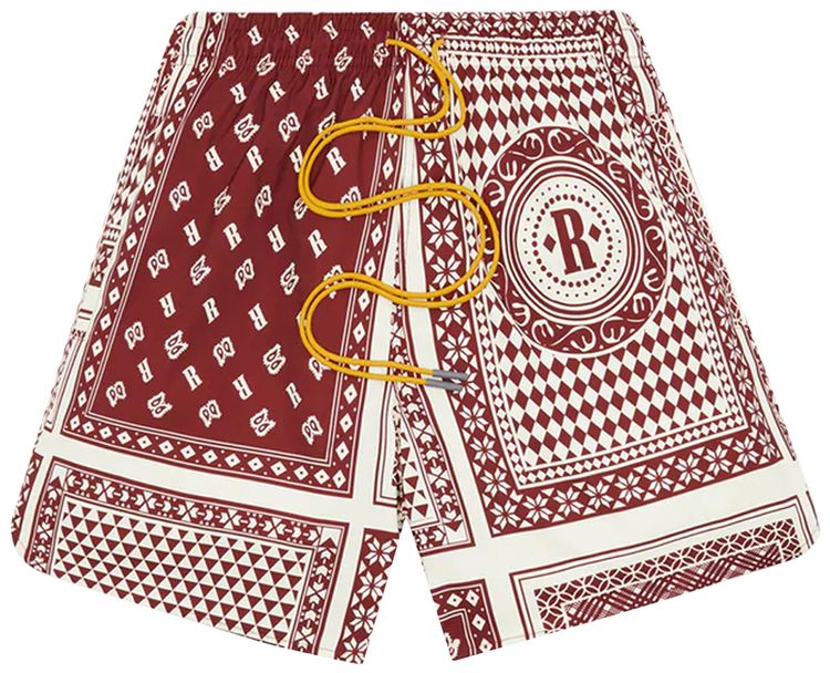 Rhude Card Print Swim Short MaroonWhite