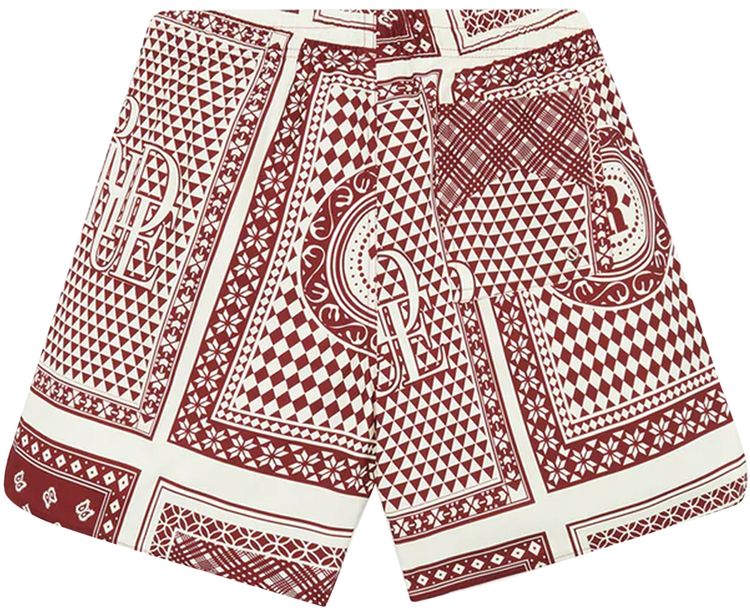 Rhude Card Print Swim Short MaroonWhite