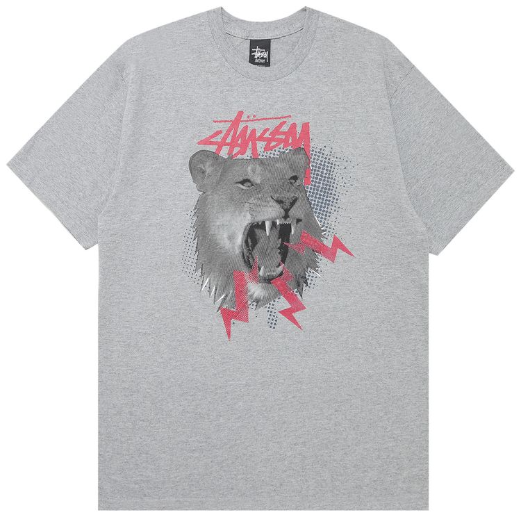 Stussy Pop Lion Tee Grey Heather