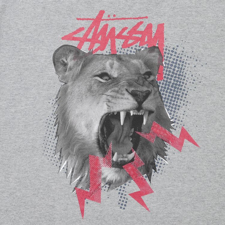 Stussy Pop Lion Tee Grey Heather