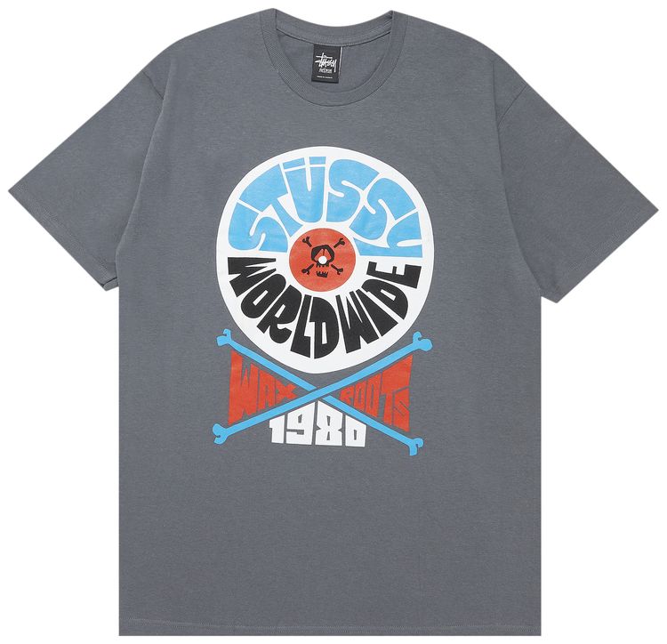 Stussy World Wide Wax Roots Tee Charcoal